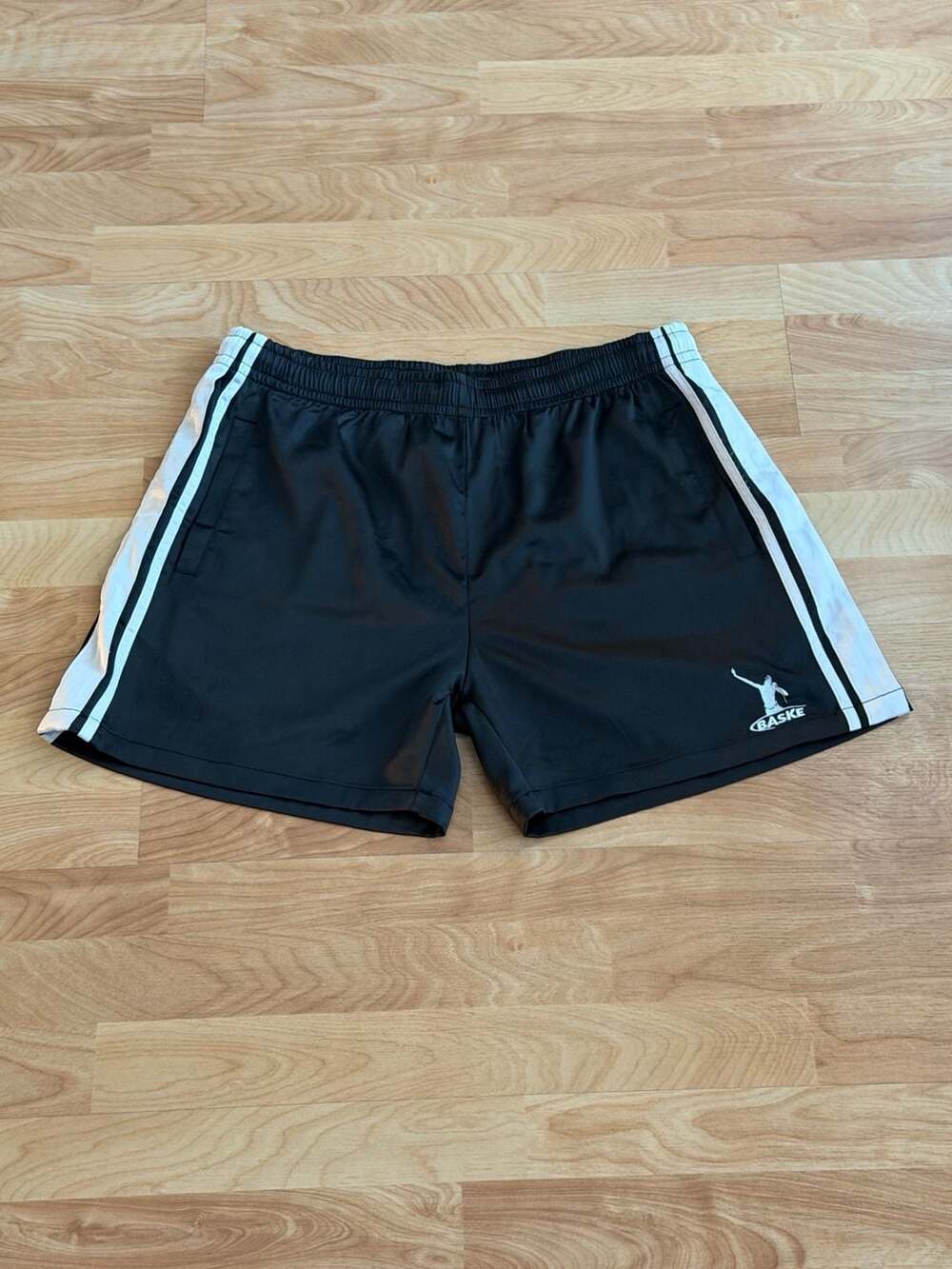 Baske Black Athletic Shorts with White Side Stripes, XL